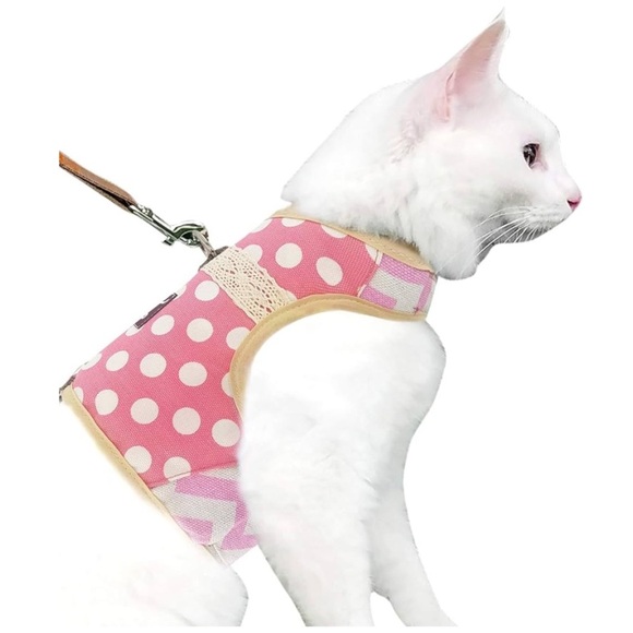 Polkadot Pink Cat Harness NWOT - Picture 1 of 6